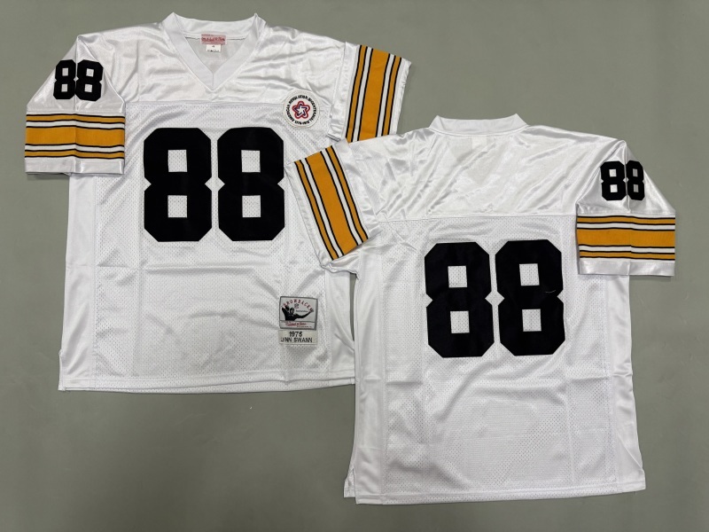 Men 2025 Pittsburgh Steelers #88 Swann white Throwback Limited NFL Jersey style 002